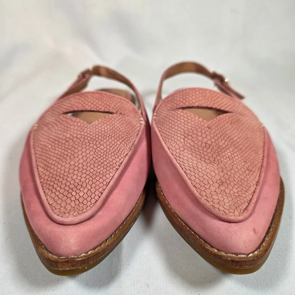 Sperry Saybrook Slingback Loafers Women 7 Pink Snakeskin Nubuck Flats Adjustable